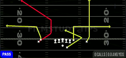 Bench HB Angle — Pass play diagram