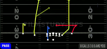 Pivot In Seams — Pass play diagram