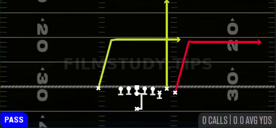 PA Deep Out — Pass play diagram