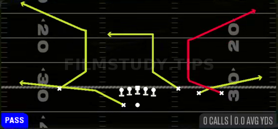 Corner Strike — Pass play diagram