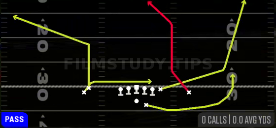 Switch WR Drag — Pass play diagram