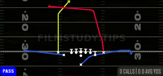 PA Deep Cross — Pass play diagram