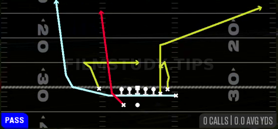 MTN Clear HB Seam — Pass play diagram