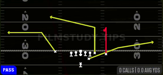 Angle Out — Pass play diagram