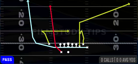 MTN Clear HB Seam — Pass play diagram