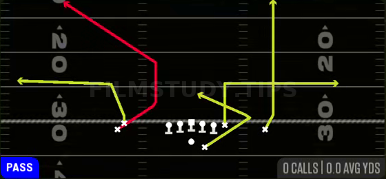 Bench HB Angle — Pass play diagram