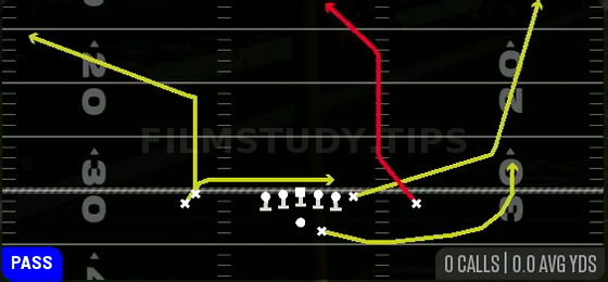 Switch WR Drag — Pass play diagram