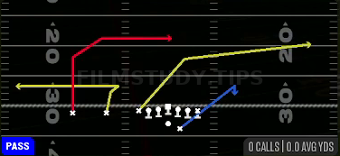 64 X Slice U Cross — Pass play diagram