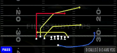 Cross Drag — Pass play diagram