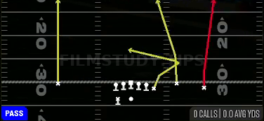 Vertical TE Cross — Pass play diagram