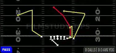 PA X Out Cross — Pass play diagram