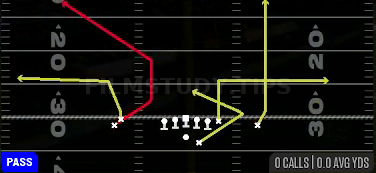 Bench HB Angle — Pass play diagram