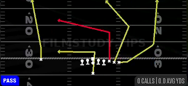 Vertical HB Out — Pass play diagram