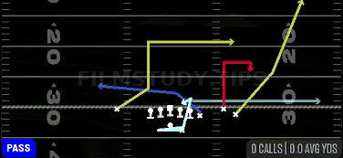 Bounce PA Deep Out — Pass play diagram