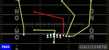 Vertical HB Out — Pass play diagram