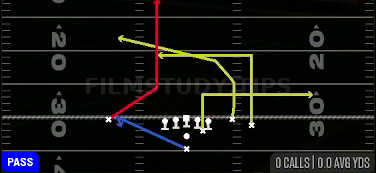 X Seam — Pass play diagram