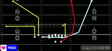 Cheat TE Hitch HB Seam — Pass play diagram